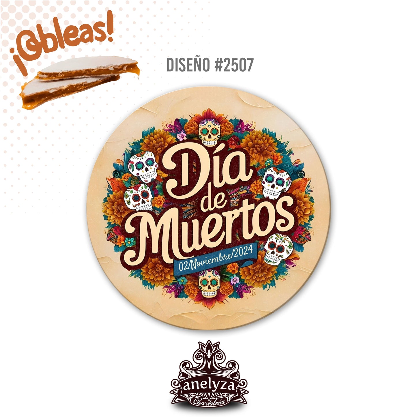 20 OBLEAS RELLENAS PERSONALIZADAS DISEÑO #2507 DIA DE MUERTOS