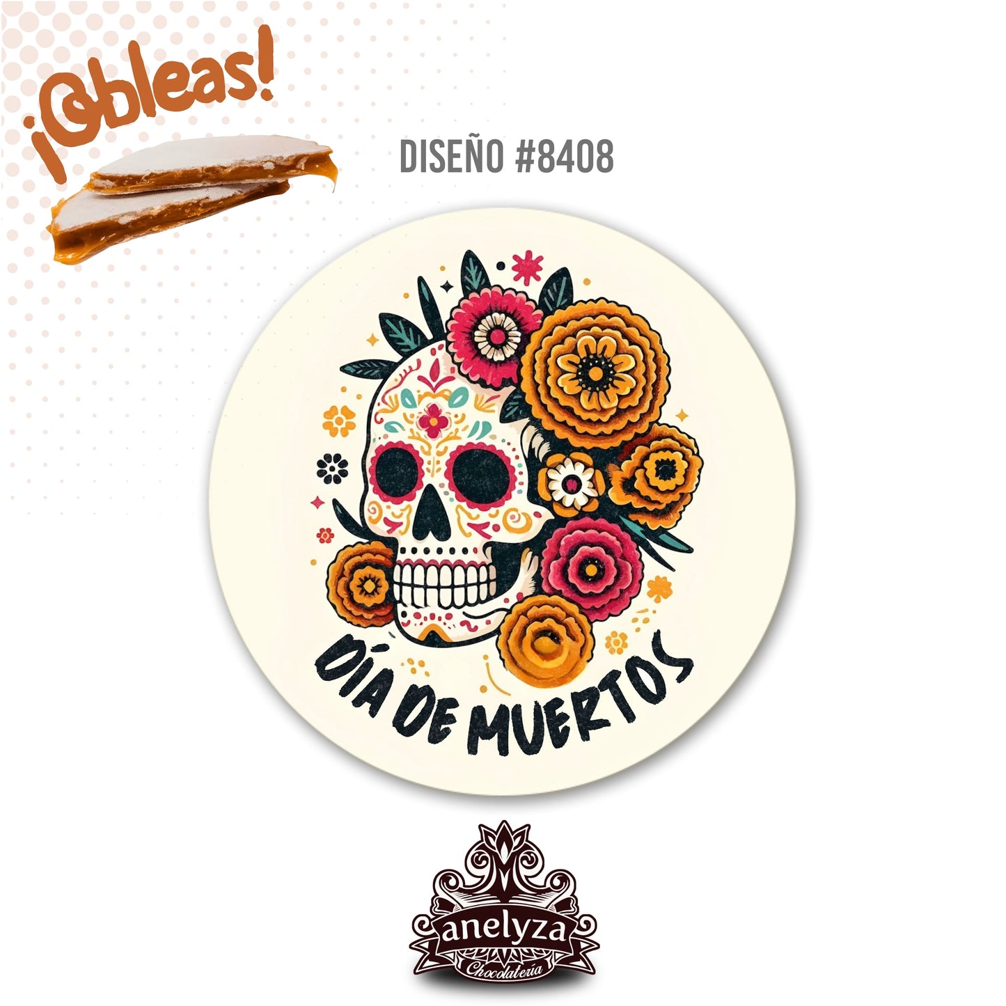 20 OBLEAS RELLENAS PERSONALIZADAS DISEÑO #2508 DIA DE MUERTOS