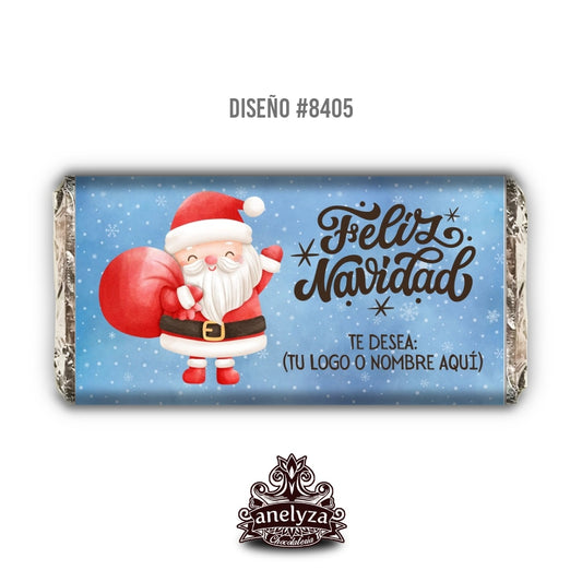 20 BARRAS DE CHOCOLATE PERSONALIZADAS DISEÑO #8405 NAVIDAD