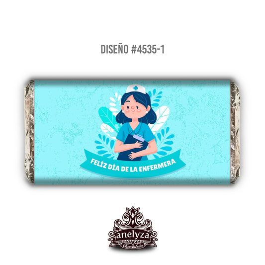 BARRAS DE CHOCOLATE PERSONALIZADAS DISEÑ0 #4535-1 DIA DE LA ENFERMERA