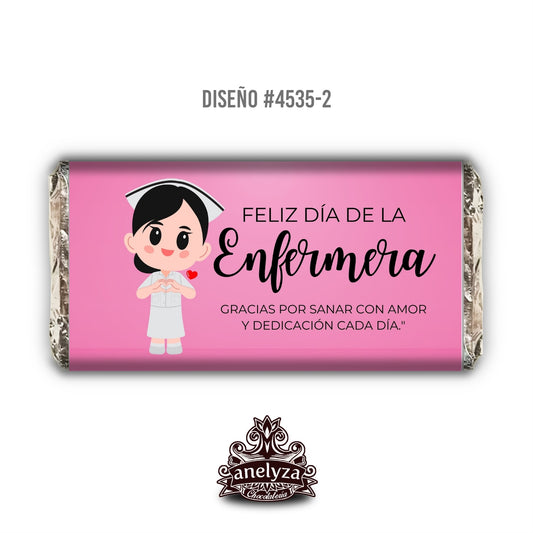 BARRAS DE CHOCOLATE PERSONALIZADAS DISEÑO #4535-2 DIA DE LA ENFERMERA Y ENFERMERO