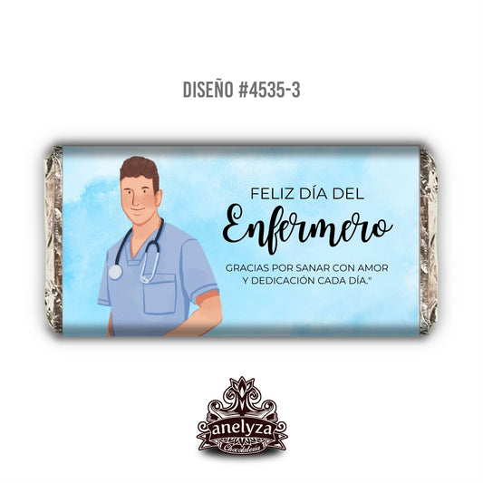 BARRAS DE CHOCOLATE PERSONALIZADAS DISEÑO #4535-3 DIA DE LA ENFERMERA Y ENFERMERO