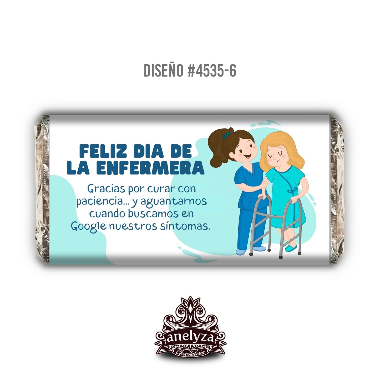 BARRAS DE CHOCOLATE PERSONALIZADAS DISEÑO #4535-6 DIA DE LA ENFERMERA Y ENFERMERO