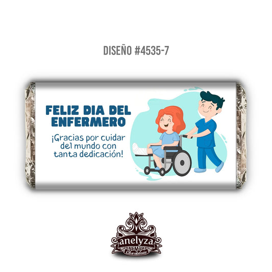 BARRAS DE CHOCOLATE PERSONALIZADAS DISEÑO #4535-7 DIA DE LA ENFERMERA Y ENFERMERO