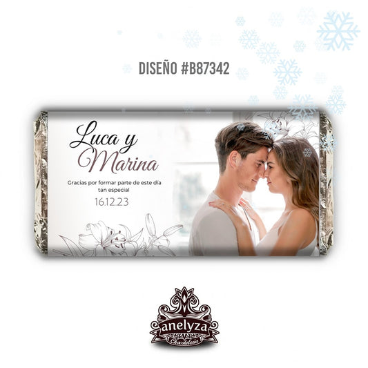 20 BARRAS DE CHOCOLATE PERSONALIZADAS DISEÑO #B87342 BODAS CON FOTO