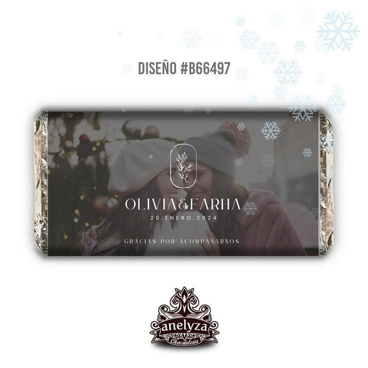 20 BARRAS DE CHOCOLATE PERSONALIZADAS DISEÑO #B66497 BODAS CON FOTO