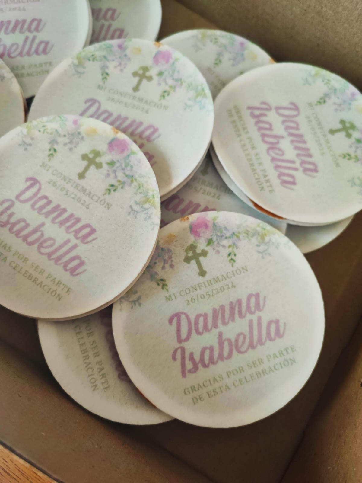 20 OBLEAS CON CAJETA PERSONALIZADAS GRANDES TAMAÑO 8 CMS (12g)