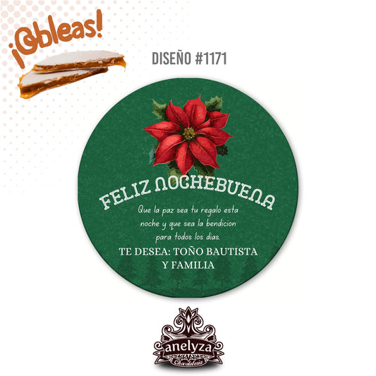 20 OBLEAS RELLENAS PERSONALIZADAS DE NAVIDAD DISEÑO #1171 NOCHEBUENA