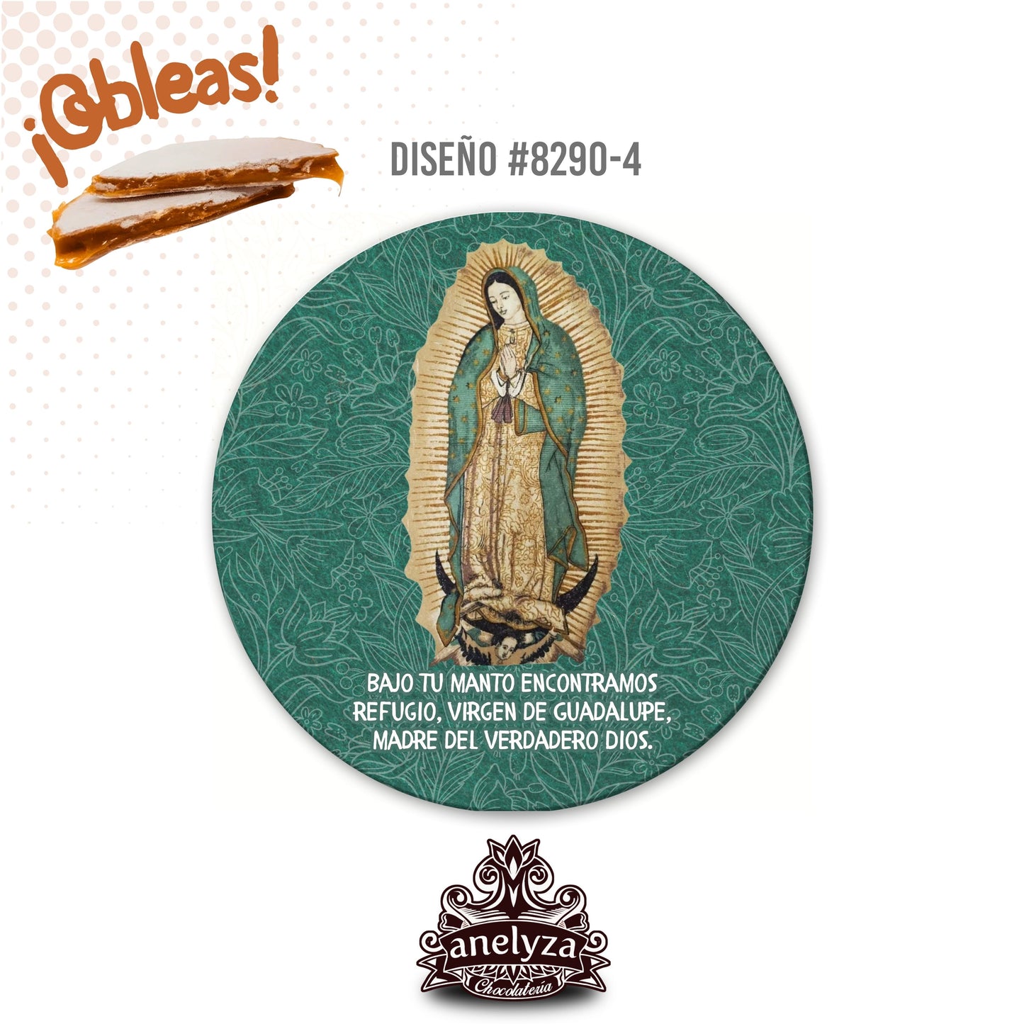 20 OBLEAS RELLENAS PERSONALIZADAS DISEÑO #8290-4 VIRGEN DE GUADALUPE