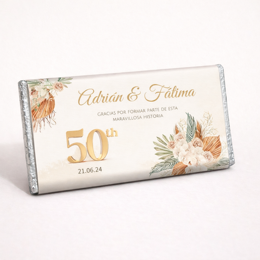BARRAS DE CHOCOLATE PERSONALIZADAS DISEÑO #AB012 ANIVERSARIO DE BODAS