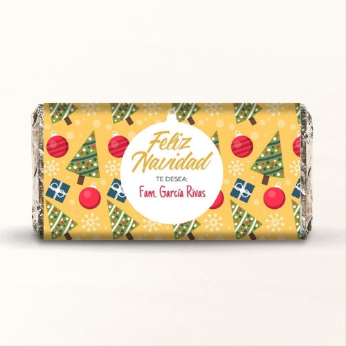 BARRAS DE CHOCOLATE PERSONALIZADAS DISEÑO #69608 NAVIDAD