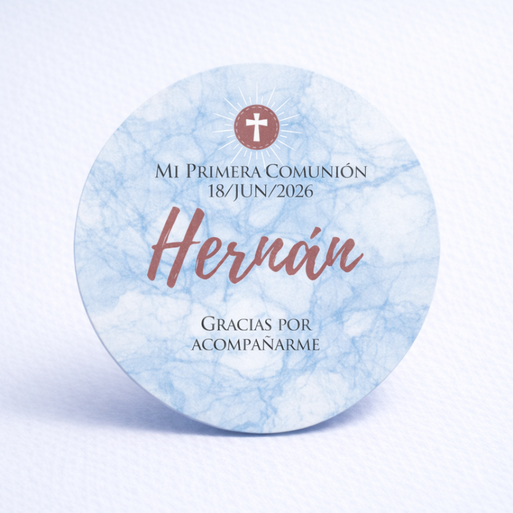 OBLEAS RELLENAS PERSONALIZADAS DISEÑO #46298-4 MARMOL AZUL PRIMERA COMUNIÓN