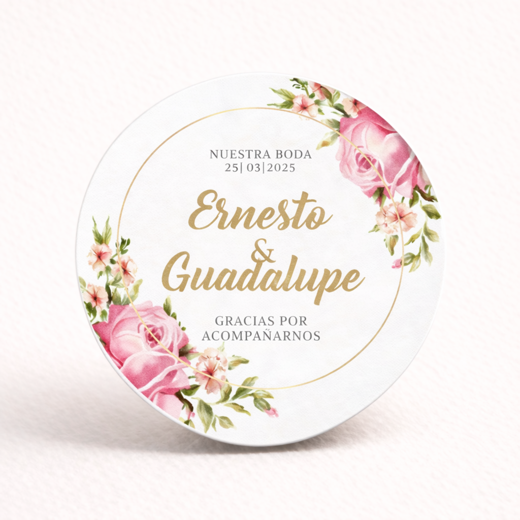 OBLEAS RELLENAS PERSONALIZADAS DISEÑO #4545 ROSAS CON DORADO BODAS