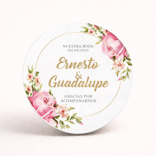 OBLEAS RELLENAS PERSONALIZADAS DISEÑO #4545 ROSAS CON DORADO BODAS