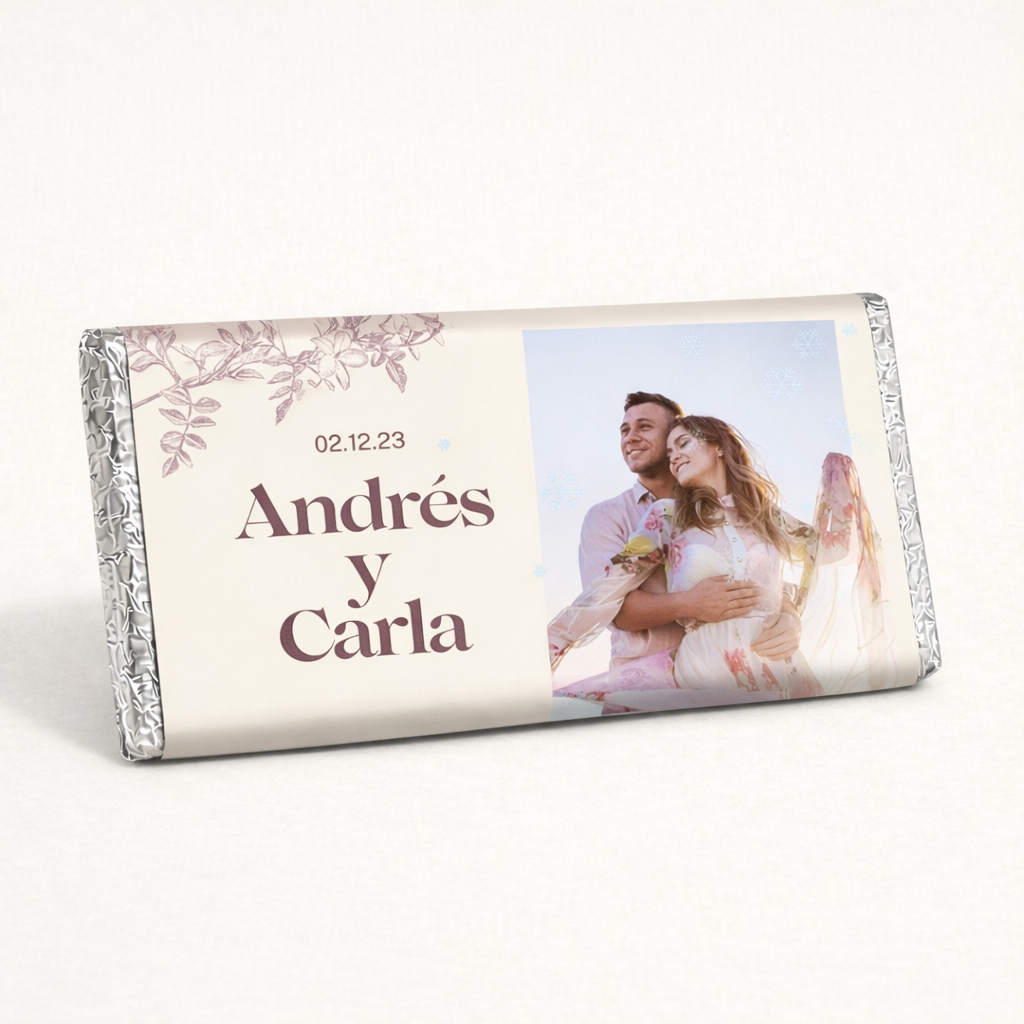 BARRAS DE CHOCOLATE PERSONALIZADAS DISEÑO #B2329 BODAS CON FOTO