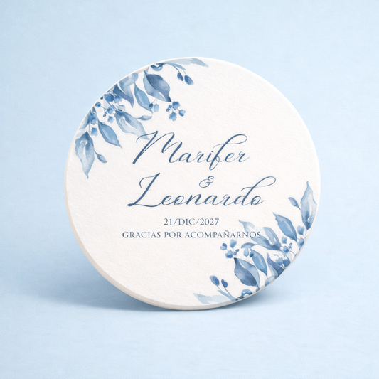 OBLEAS RELLENAS PERSONALIZADAS DISEÑO #4567 FLORES AZULES BODAS