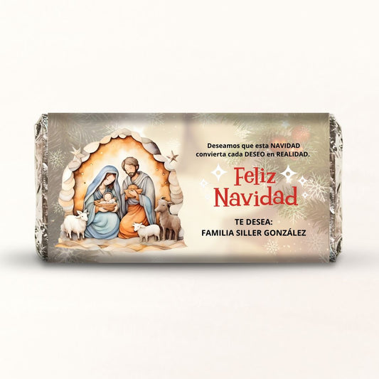 BARRAS DE CHOCOLATE PERSONALIZADAS DISEÑO #ND05 NIÑO DIOS NIÑO JESUS FELIZ NAVIDAD