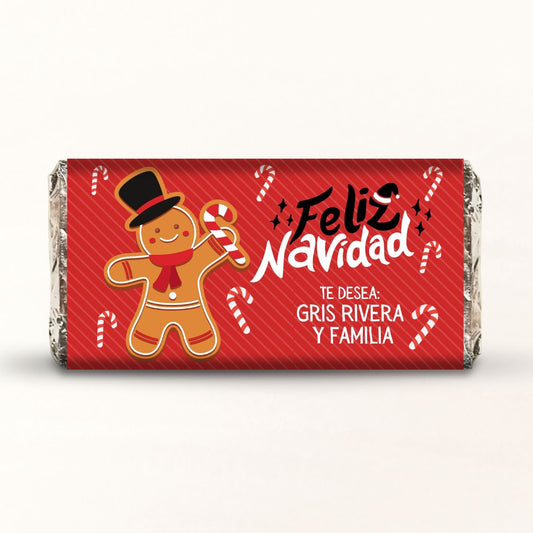 BARRAS DE CHOCOLATE PERSONALIZADAS DISEÑO #8406 NAVIDAD