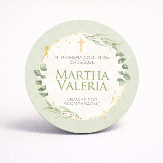 OBLEAS RELLENAS PERSONALIZADAS DISEÑO #88368 VERDE MENTA PRIMERA COMUNIÓN