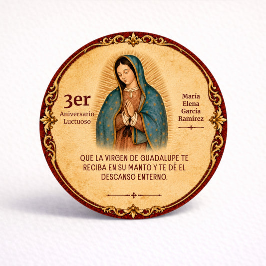 OBLEAS RELLENAS PERSONALIZADAS DISEÑO #8290 VIRGEN DE GUADALUPE ANIVERSARIO LUCTUOSO