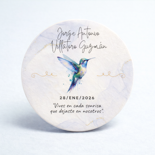 OBLEAS RELLENAS PERSONALIZADAS DISEÑO #6374-13 ANIVERSARIO LUCTUOSO HOMBRE COLIBRÍ AZUL