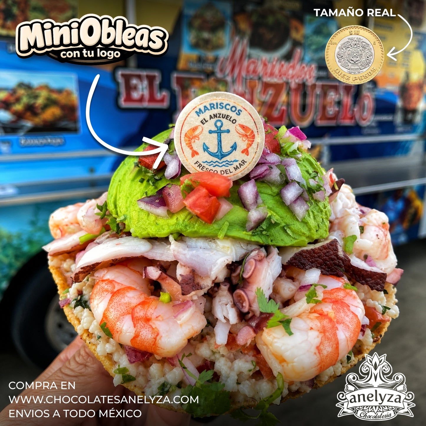Mini0bleas comestibles impresas con tu logo / Tamaño 3 cms / Ideales para negocios de comida