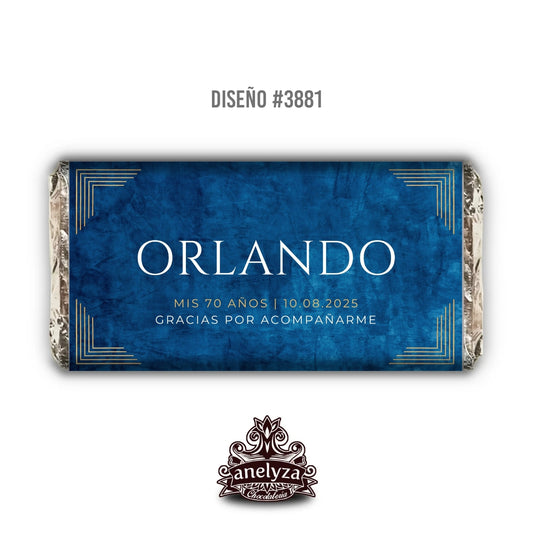 BARRAS DE CHOCOLATE PERSONALIZADAS DISEÑO #3881 CUMPLEAÑOS HOMBRE AZUL