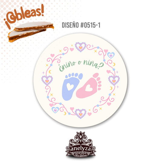 OBLEAS RELLENAS PERSONALIZADAS DISEÑO #0515-1 REVELACIÓN DE SEXO