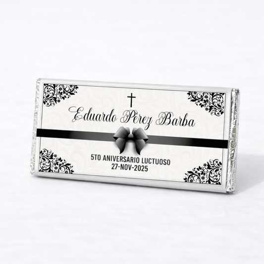 BARRAS DE CHOCOLATE PERSONALIZADAS DISEÑO #8276 ANIVERSARIO LUCTUOSO
