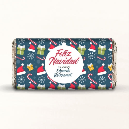 BARRAS DE CHOCOLATE PERSONALIZADAS DISEÑO #74968 NAVIDAD
