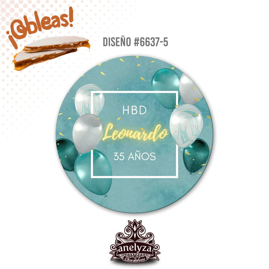 OBLEAS RELLENAS PERSONALIZADAS DISEÑO #6637-5 CUMPLEAÑOS HOMBRE