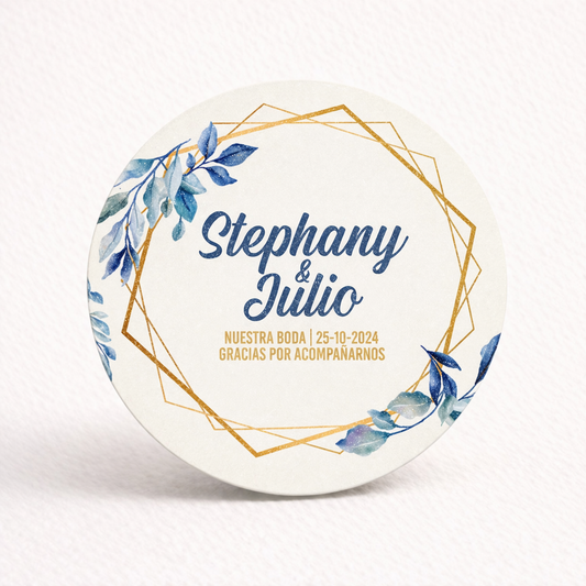 OBLEAS RELLENAS PERSONALIZADAS DISEÑO #4857 HOJAS AZULES BODAS