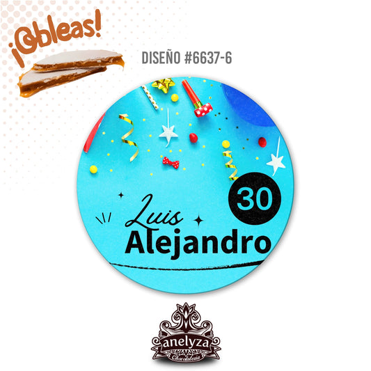 OBLEAS RELLENAS PERSONALIZADAS DISEÑO #6637-6 CUMPLEAÑOS HOMBRE