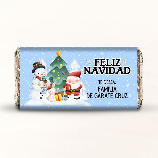 BARRAS DE CHOCOLATE PERSONALIZADAS DISEÑO #8411 NAVIDAD