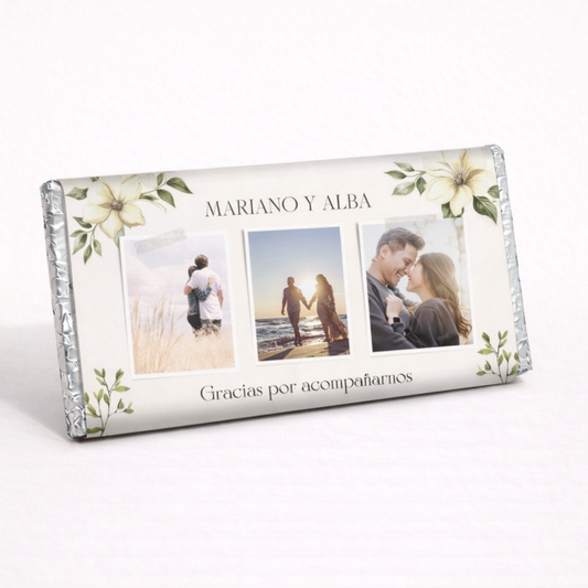 BARRAS DE CHOCOLATE PERSONALIZADAS DISEÑO #B70547 BODAS CON FOTO