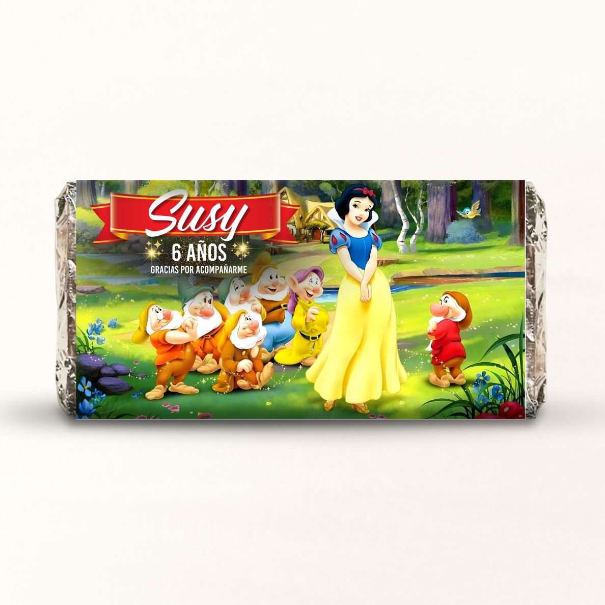 BARRAS DE CHOCOLATE PERSONALIZADAS DISEÑO #17551 BLANCA NIEVES FIESTAS INFANTILES