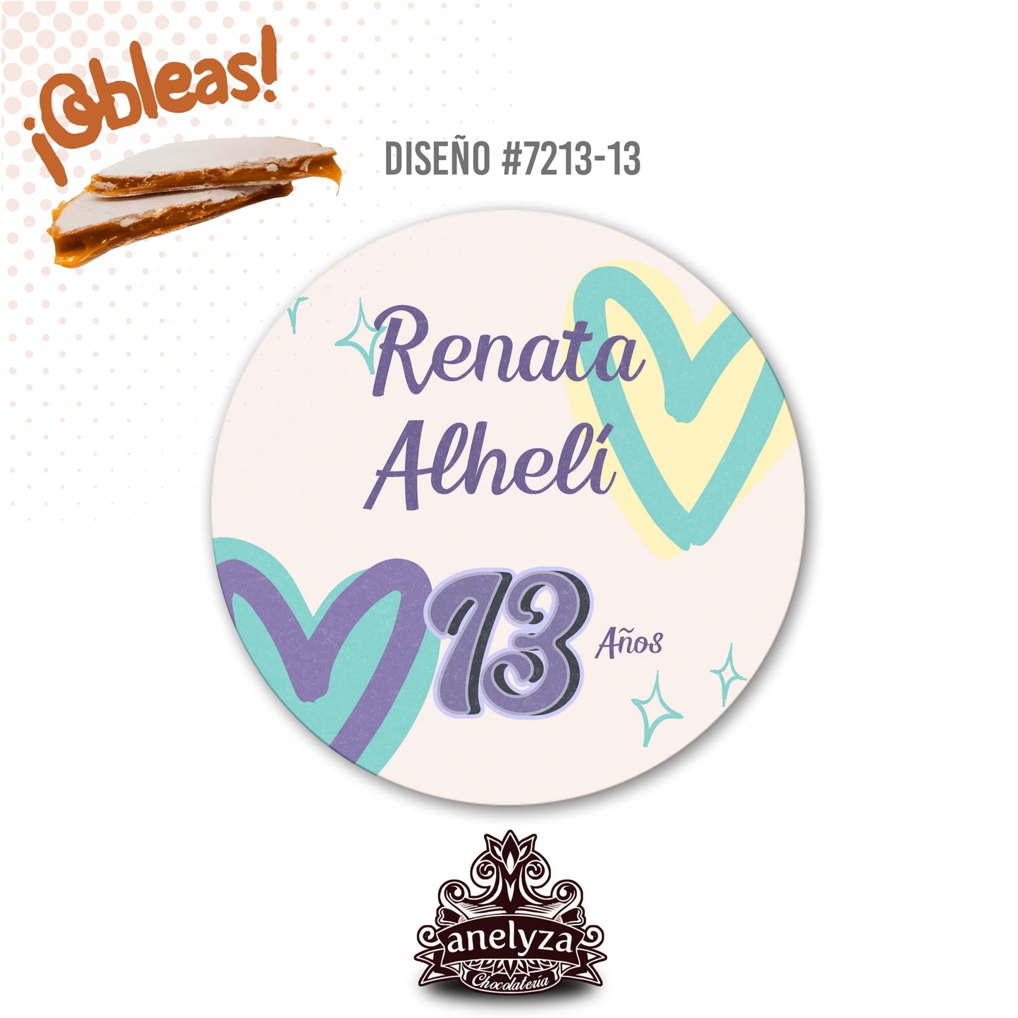 OBLEAS RELLENAS PERSONALIZADAS DISEÑO #7213-13 CUMPLEAÑOS MUJER