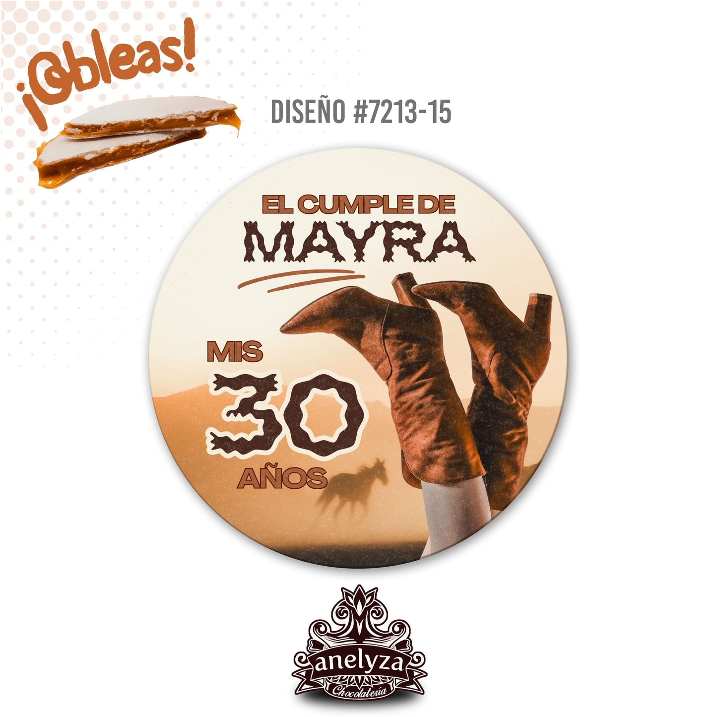 OBLEAS RELLENAS PERSONALIZADAS DISEÑO #7213-15 CUMPLEAÑOS MUJER