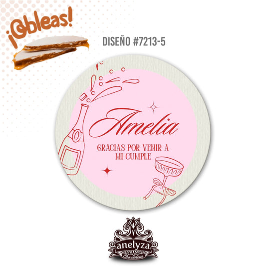 OBLEAS RELLENAS PERSONALIZADAS DISEÑO #7213-5 CUMPLEAÑOS MUJER
