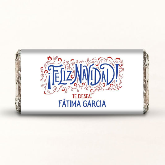 BARRAS DE CHOCOLATE PERSONALIZADAS DISEÑO #8407 NAVIDAD