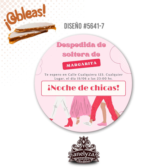 OBLEAS RELLENAS PERSONALIZADAS DISEÑO #5641-7 DESPEDIDA DE SOLTERA