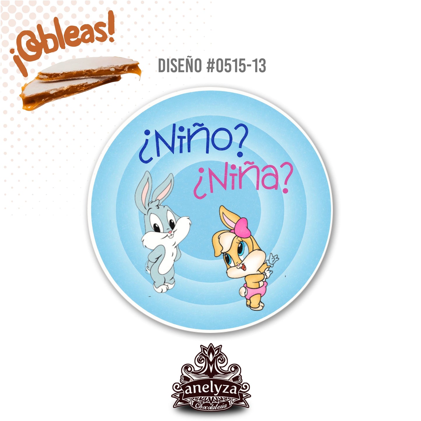 OBLEAS RELLENAS PERSONALIZADAS DISEÑO #0515-13 REVELACIÓN DE SEXO