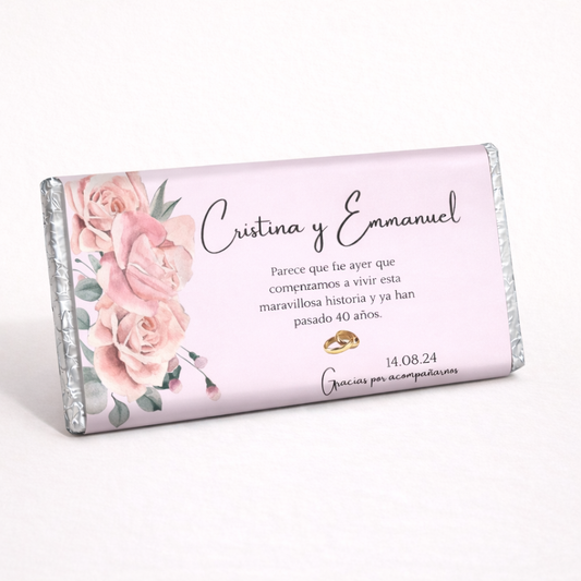 BARRAS DE CHOCOLATE PERSONALIZADAS DISEÑO #AB008 ANIVERSARIO DE BODAS