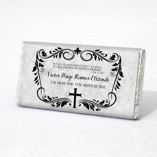 BARRAS DE CHOCOLATE PERSONALIZADAS DISEÑO #27252 ANIVERSARIO LUCTUOSO