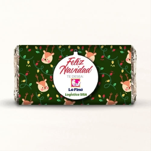 BARRAS DE CHOCOLATE PERSONALIZADAS DISEÑO #95882 NAVIDAD