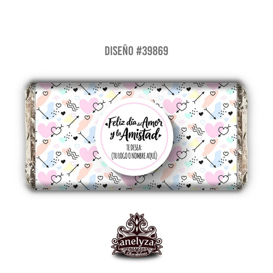 BARRAS DE CHOCOLATE PERSONALIZADAS DISEÑO #39869 SAN VALENTIN DIA DEL AMOR Y LA AMISTAD