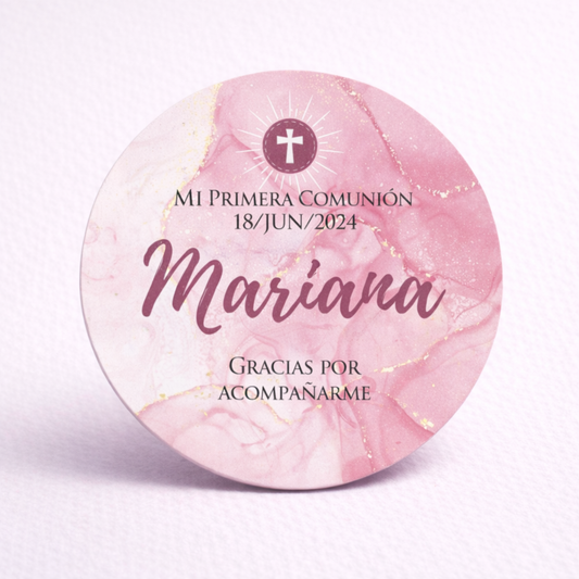 OBLEAS RELLENAS PERSONALIZADAS DISEÑO #46298-5 MARMOL ROSA ROSE GOLD PRIMERA COMUNIÓN