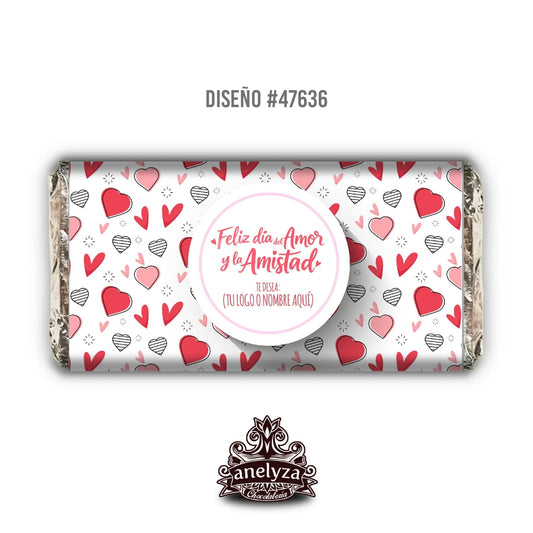 BARRAS DE CHOCOLATE PERSONALIZADAS DISEÑO #47636 DIA DEL AMOR Y LA AMISTAD SAN VALENTIN