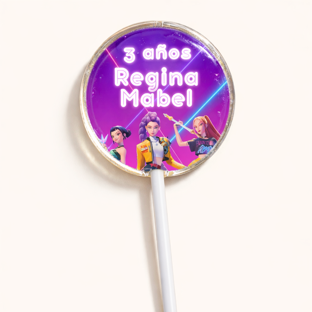PALETAS DE CARAMELO PERSONALIZADAS DISEÑO #5808-1 GUERRERAS K-POP FIESTAS INFANTILES
