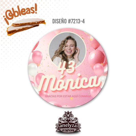 OBLEAS RELLENAS PERSONALIZADAS DISEÑO #7213-4 CUMPLEAÑOS MUJER
